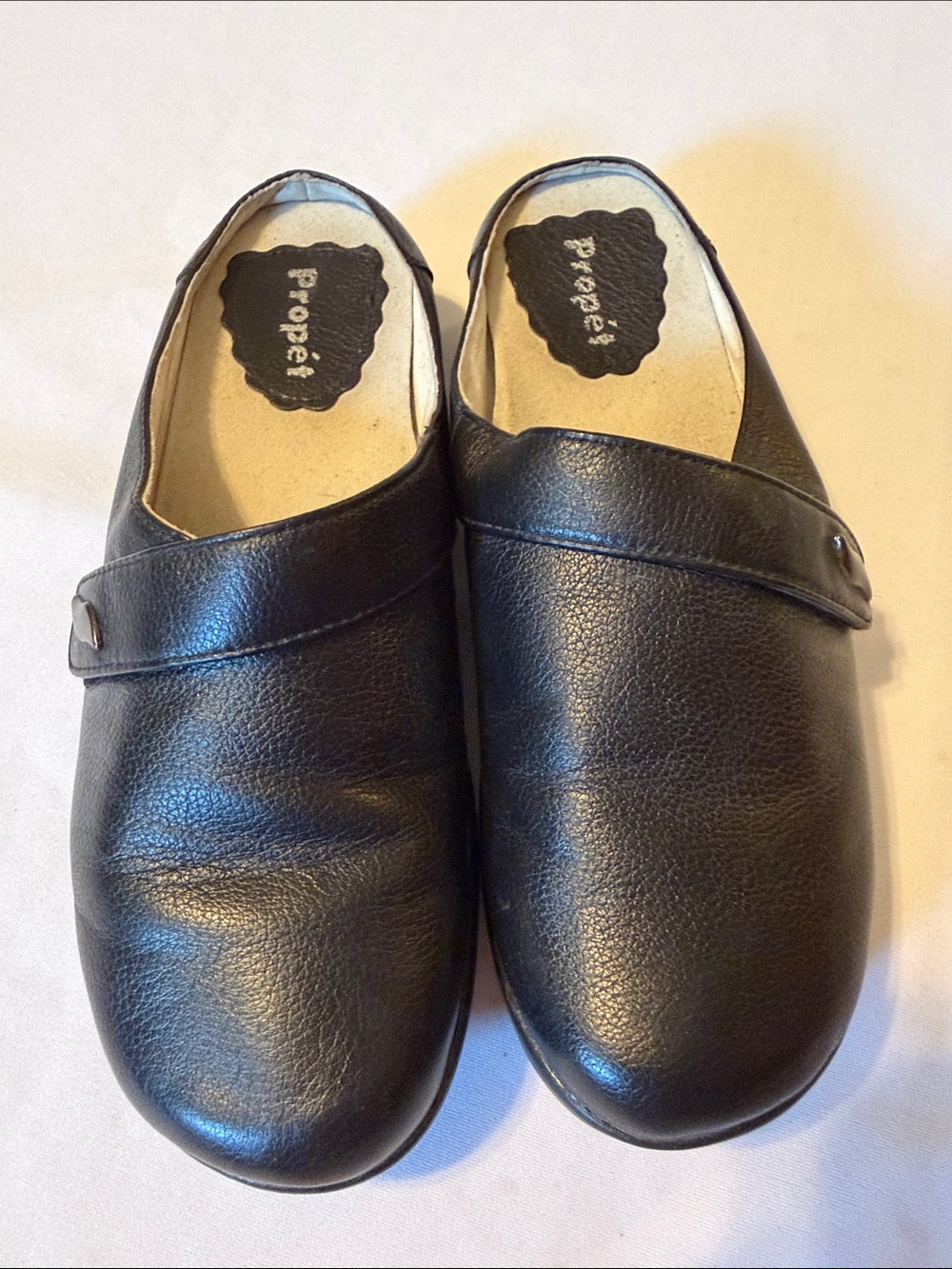 Propet Black Pebbled Leather Slip On Mule Clogs Women's Size 7